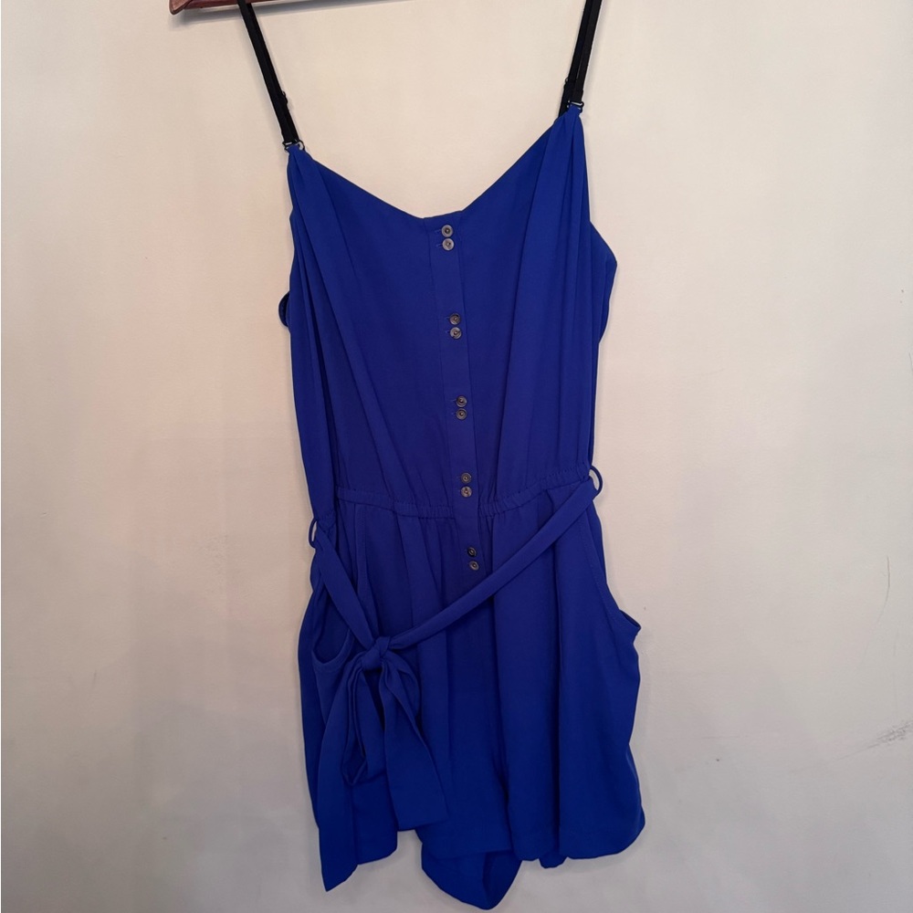 RACHEL Rachel Roy Blue Button-Front Romper